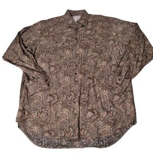 Schaefer Outfitter Mens XL Paisley Western Shirt Made in USA Cotton Brown